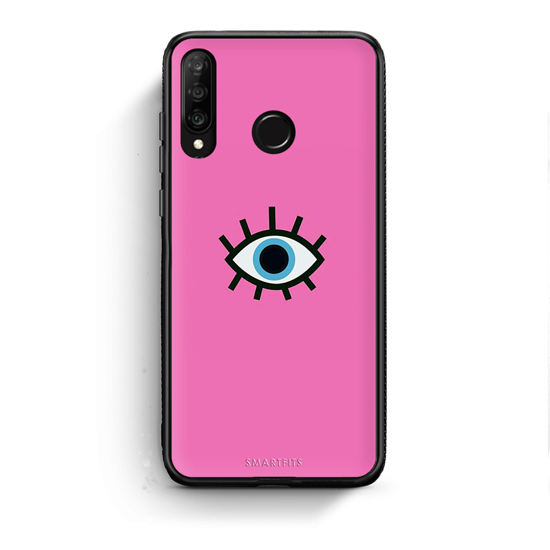 Huawei P30 Lite Blue Eye Pink θήκη από τη Smartfits με σχέδιο στο πίσω μέρος και μαύρο περίβλημα | Smartphone case with colorful back and black bezels by Smartfits