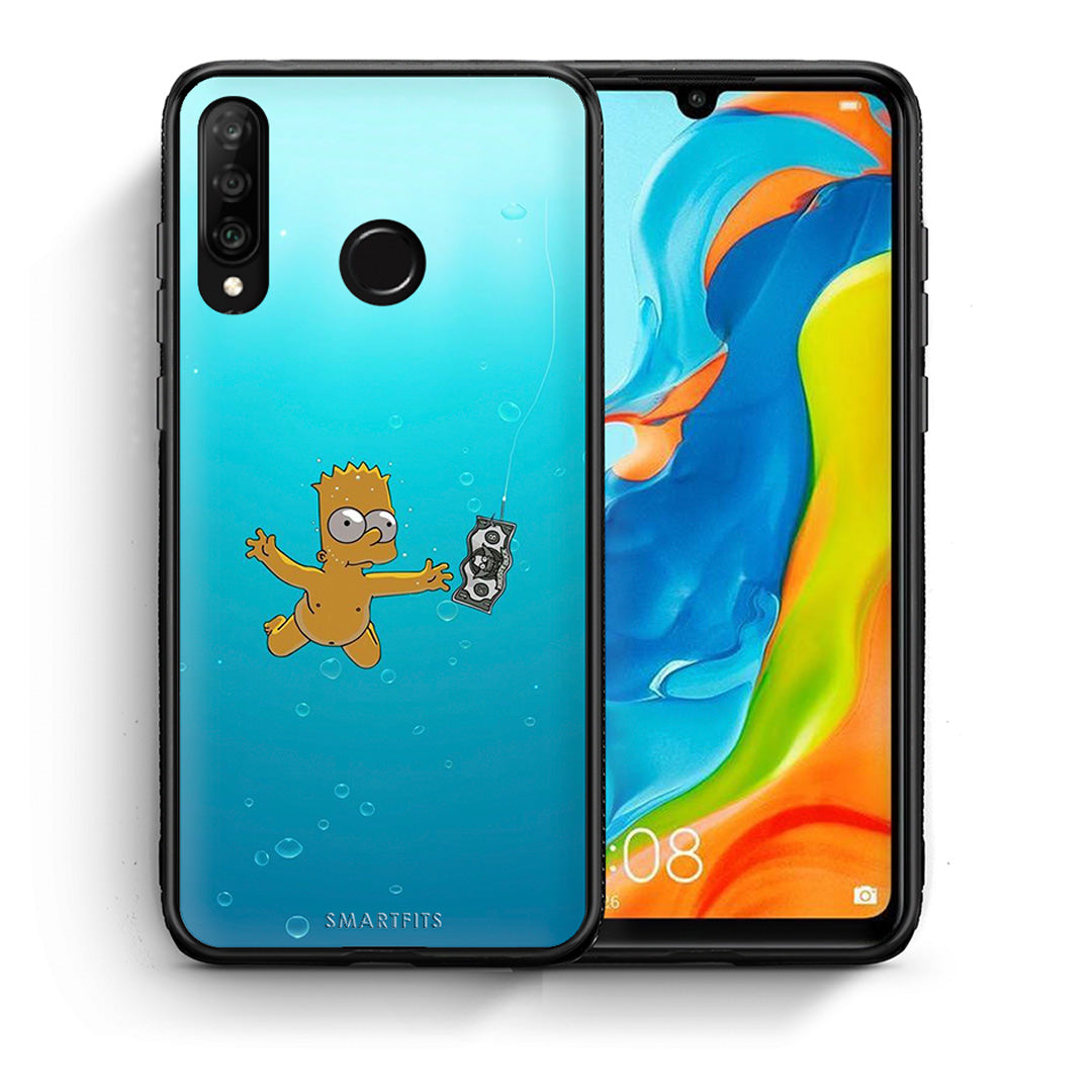 Θήκη Huawei P30 Lite Chasing Money από τη Smartfits με σχέδιο στο πίσω μέρος και μαύρο περίβλημα | Huawei P30 Lite Chasing Money case with colorful back and black bezels