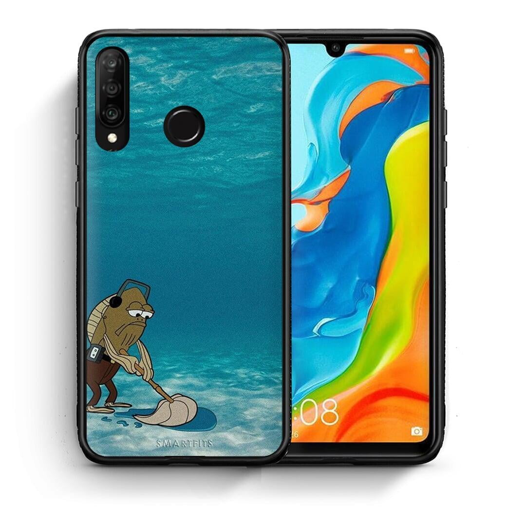 Θήκη Huawei P30 Lite Clean The Ocean από τη Smartfits με σχέδιο στο πίσω μέρος και μαύρο περίβλημα | Huawei P30 Lite Clean The Ocean case with colorful back and black bezels