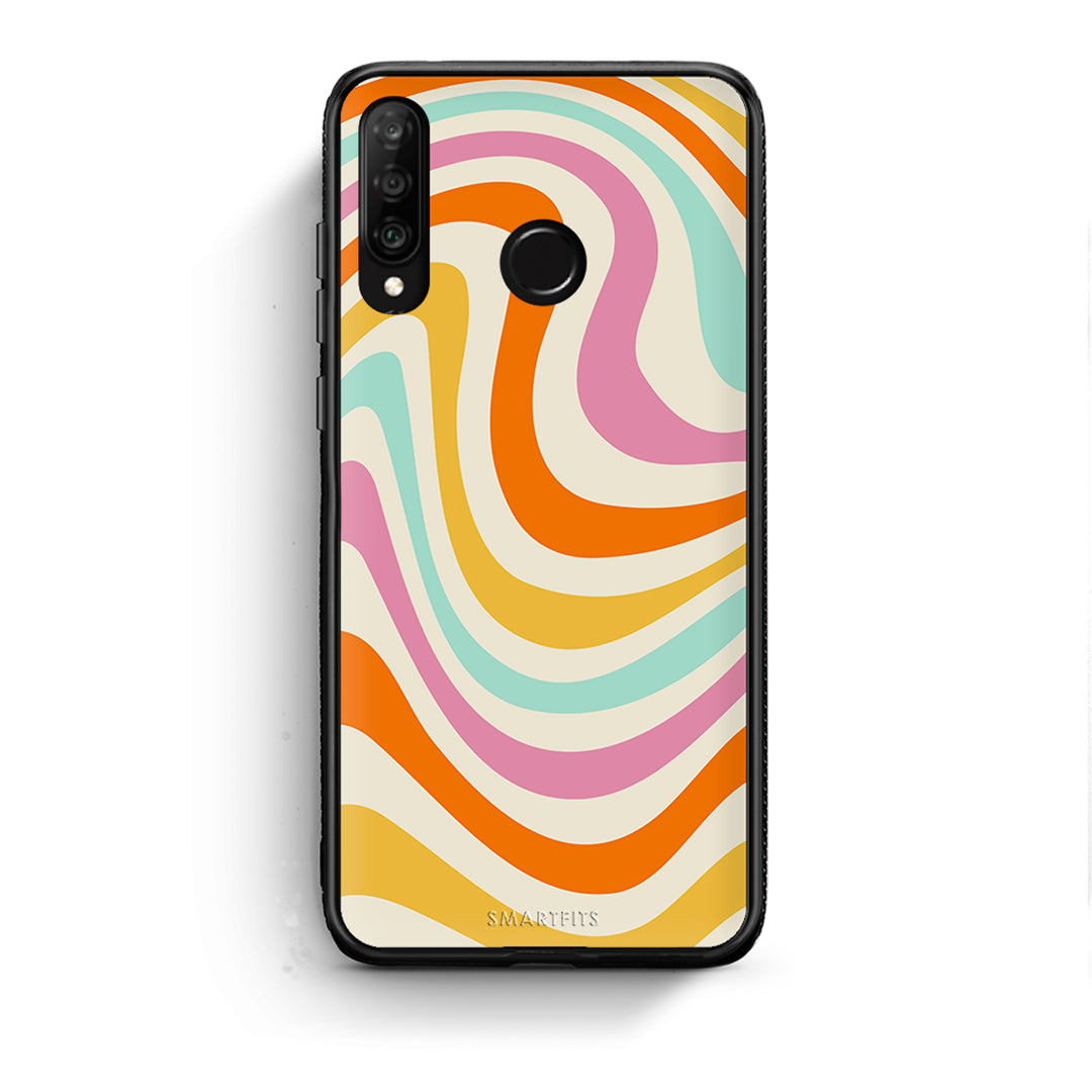 Huawei P30 Lite Colourful Waves θήκη από τη Smartfits με σχέδιο στο πίσω μέρος και μαύρο περίβλημα | Smartphone case with colorful back and black bezels by Smartfits