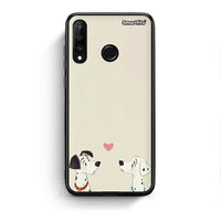 Thumbnail for Huawei P30 Lite Dalmatians Love θήκη από τη Smartfits με σχέδιο στο πίσω μέρος και μαύρο περίβλημα | Smartphone case with colorful back and black bezels by Smartfits