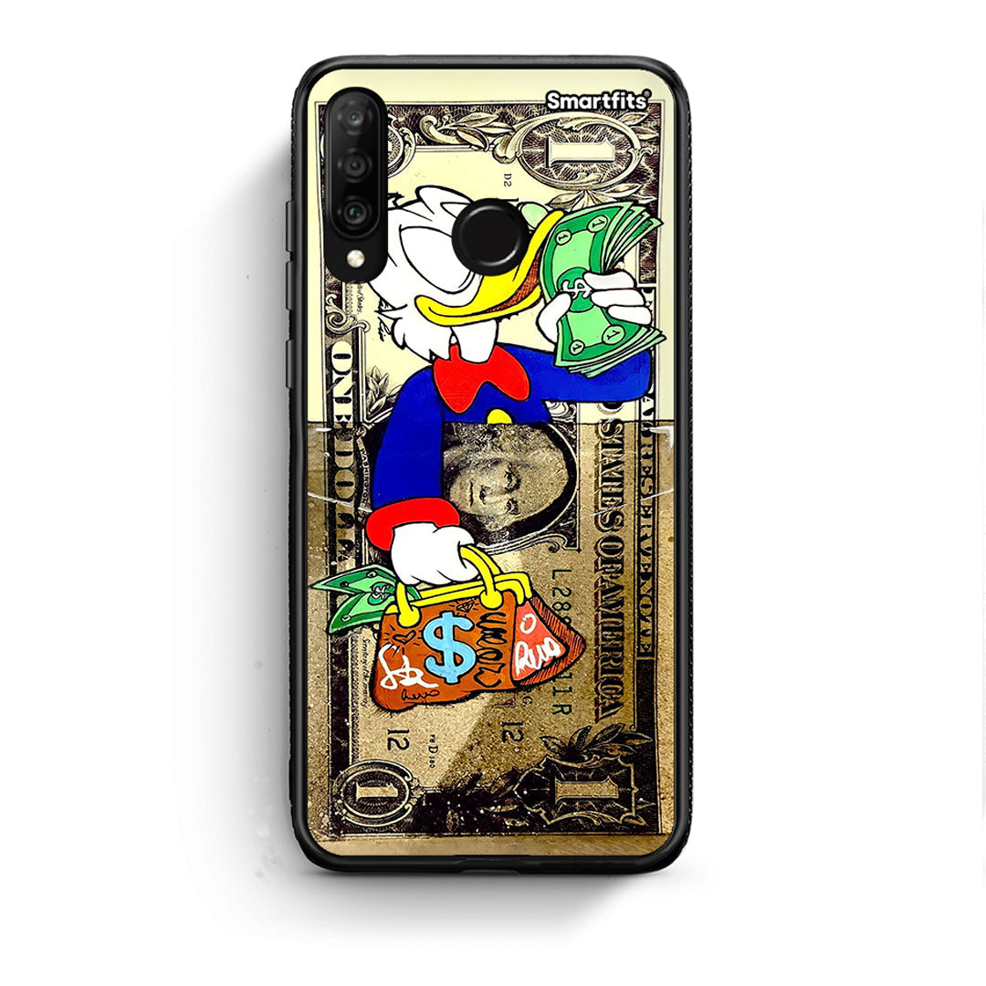 Huawei P30 Lite Duck Money Θήκη από τη Smartfits με σχέδιο στο πίσω μέρος και μαύρο περίβλημα | Smartphone case with colorful back and black bezels by Smartfits