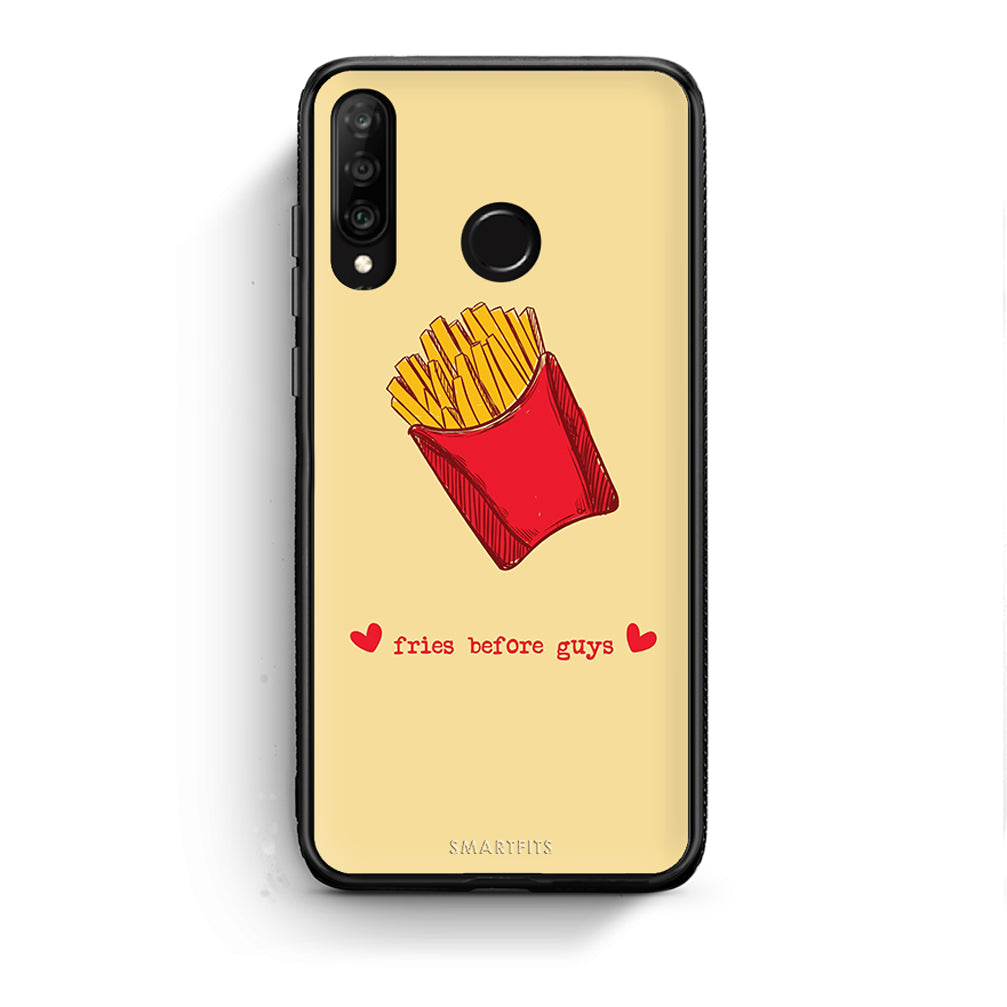 Huawei P30 Lite Fries Before Guys Θήκη Αγίου Βαλεντίνου από τη Smartfits με σχέδιο στο πίσω μέρος και μαύρο περίβλημα | Smartphone case with colorful back and black bezels by Smartfits