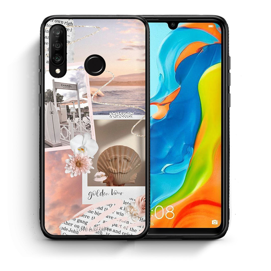 Θήκη Αγίου Βαλεντίνου Huawei P30 Lite Golden Hour από τη Smartfits με σχέδιο στο πίσω μέρος και μαύρο περίβλημα | Huawei P30 Lite Golden Hour case with colorful back and black bezels