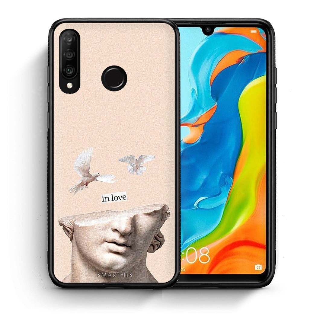 Θήκη Huawei P30 Lite In Love από τη Smartfits με σχέδιο στο πίσω μέρος και μαύρο περίβλημα | Huawei P30 Lite In Love case with colorful back and black bezels