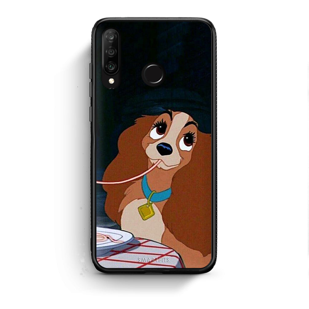 Huawei P30 Lite Lady And Tramp 2 Θήκη Αγίου Βαλεντίνου από τη Smartfits με σχέδιο στο πίσω μέρος και μαύρο περίβλημα | Smartphone case with colorful back and black bezels by Smartfits