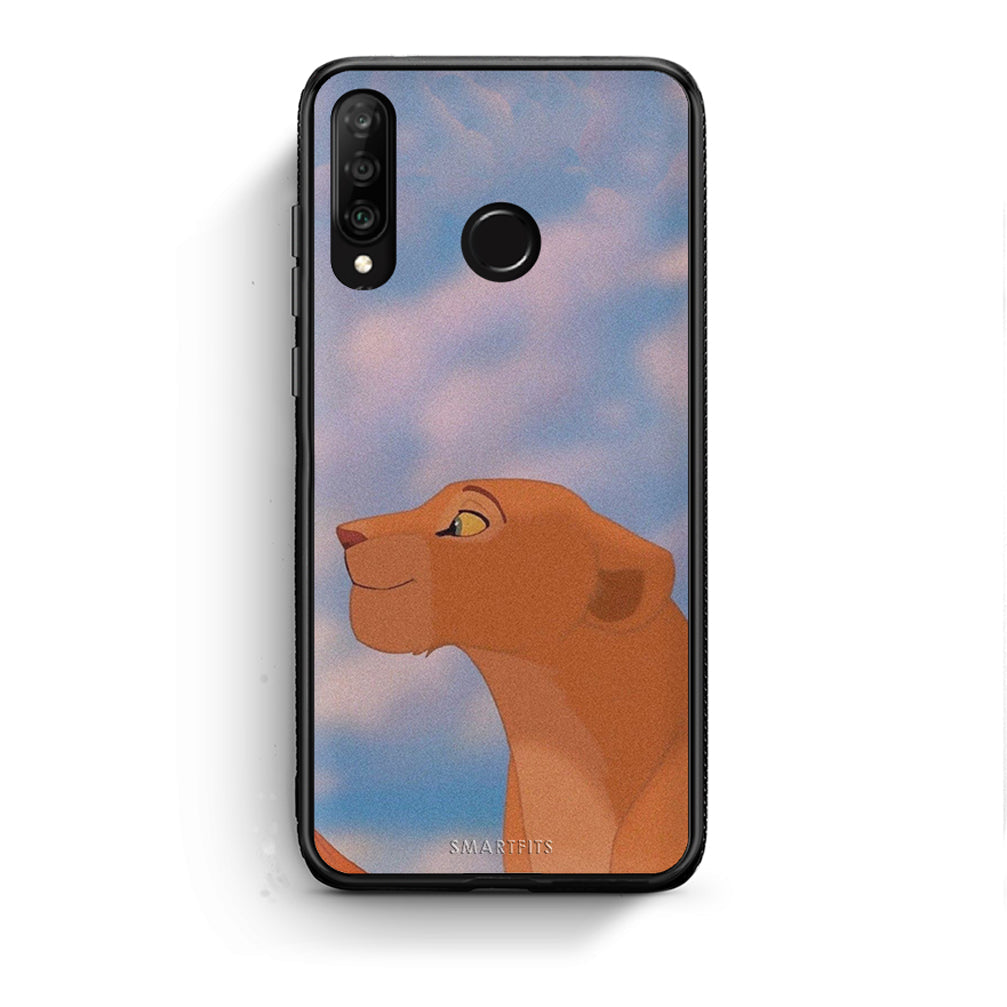 Huawei P30 Lite Lion Love 2 Θήκη Αγίου Βαλεντίνου από τη Smartfits με σχέδιο στο πίσω μέρος και μαύρο περίβλημα | Smartphone case with colorful back and black bezels by Smartfits