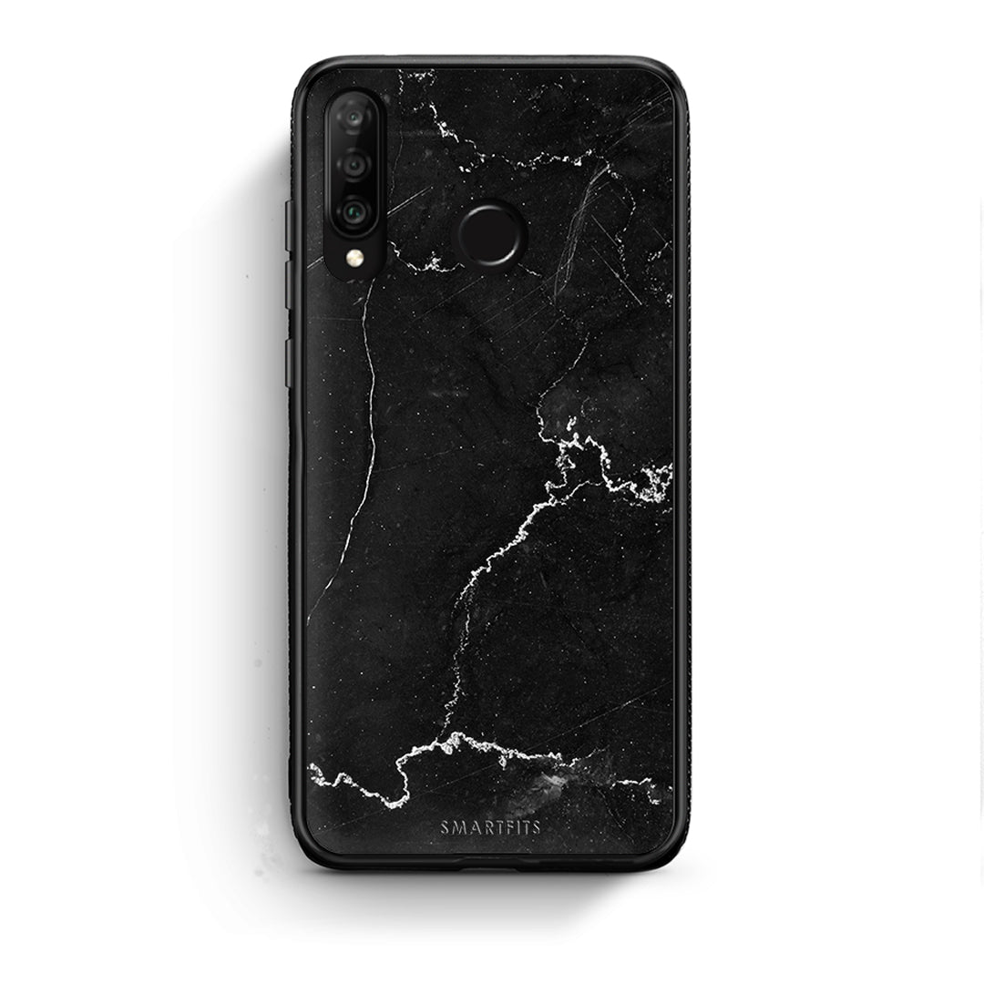 Huawei P30 Lite Marble Black θήκη από τη Smartfits με σχέδιο στο πίσω μέρος και μαύρο περίβλημα | Smartphone case with colorful back and black bezels by Smartfits