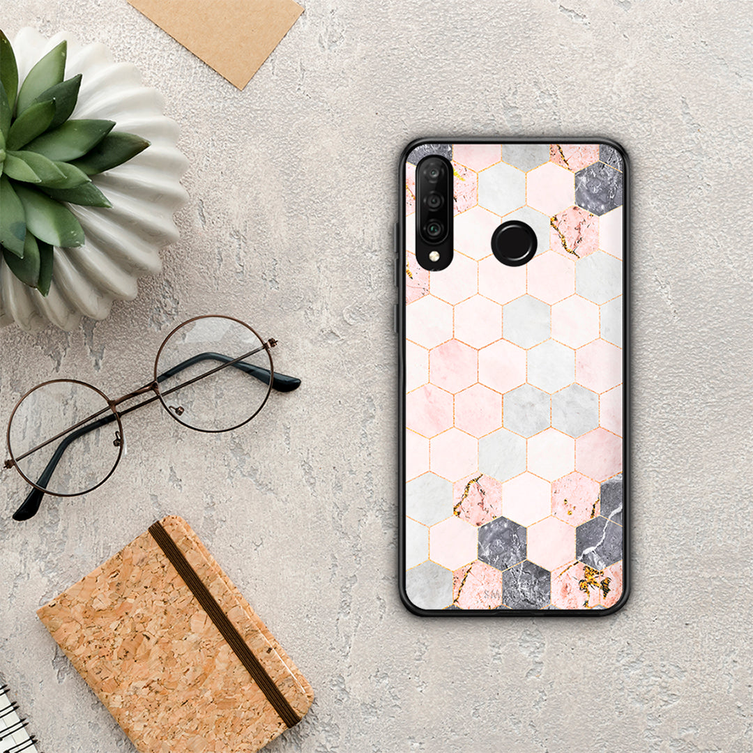 Marble Hexagon Pink - Huawei P30 Lite case