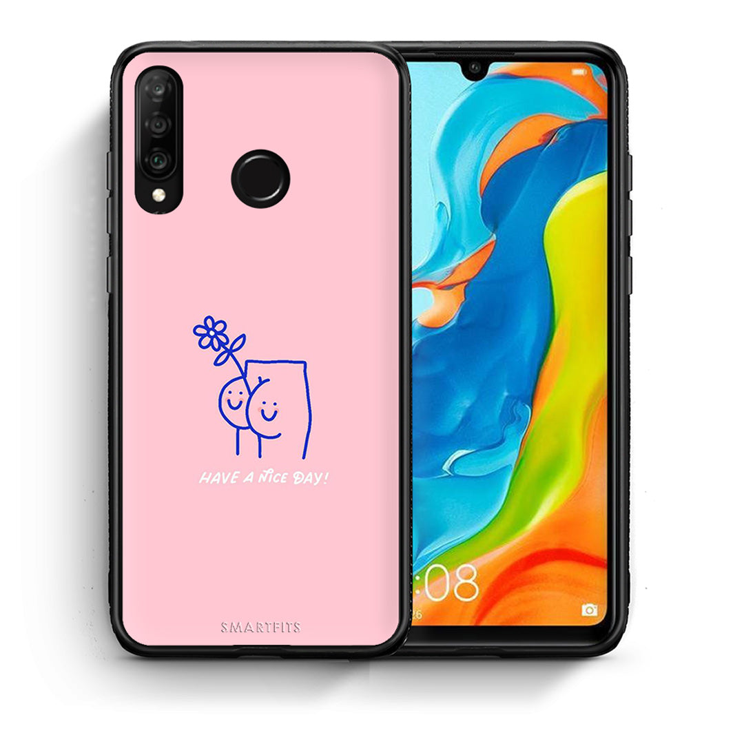 Θήκη Huawei P30 Lite Nice Day από τη Smartfits με σχέδιο στο πίσω μέρος και μαύρο περίβλημα | Huawei P30 Lite Nice Day case with colorful back and black bezels