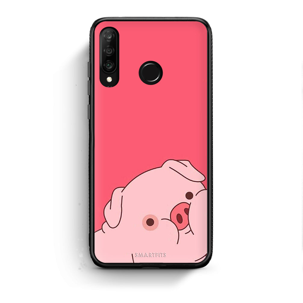 Huawei P30 Lite Pig Love 1 Θήκη Αγίου Βαλεντίνου από τη Smartfits με σχέδιο στο πίσω μέρος και μαύρο περίβλημα | Smartphone case with colorful back and black bezels by Smartfits