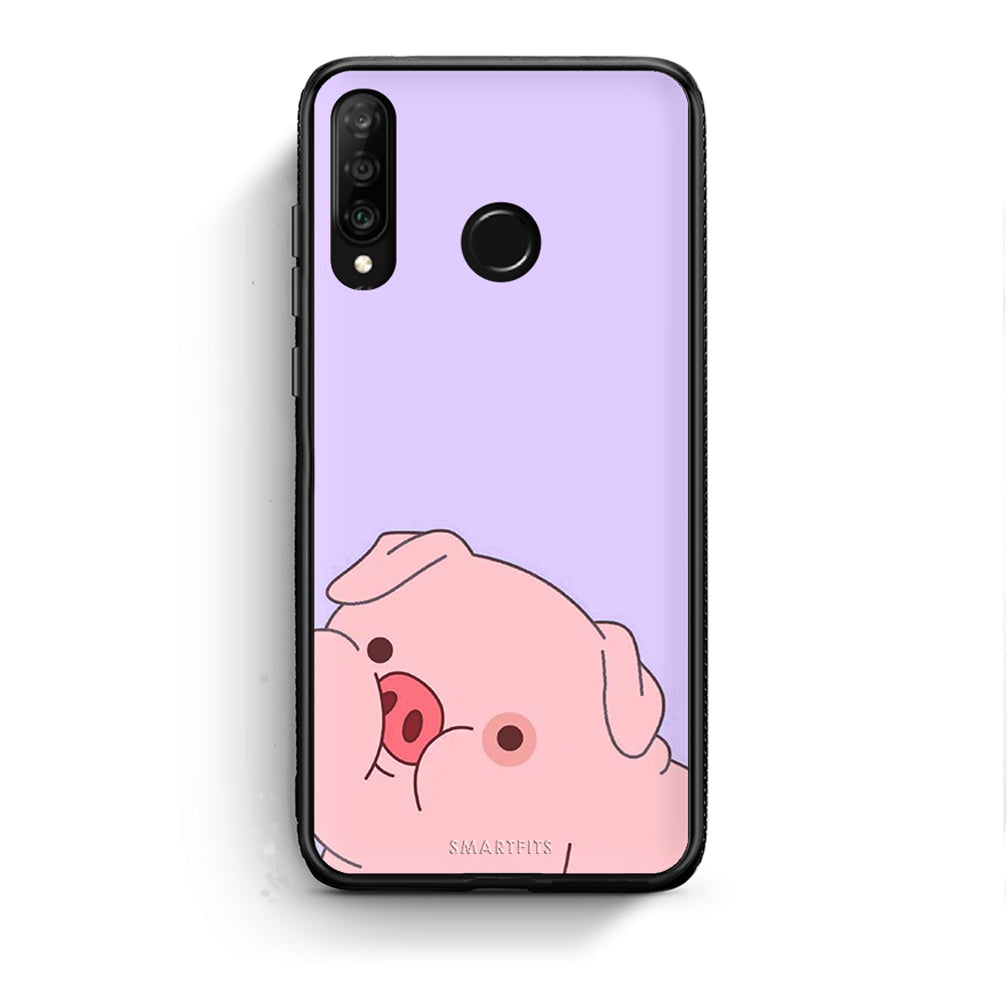 Huawei P30 Lite Pig Love 2 Θήκη Αγίου Βαλεντίνου από τη Smartfits με σχέδιο στο πίσω μέρος και μαύρο περίβλημα | Smartphone case with colorful back and black bezels by Smartfits