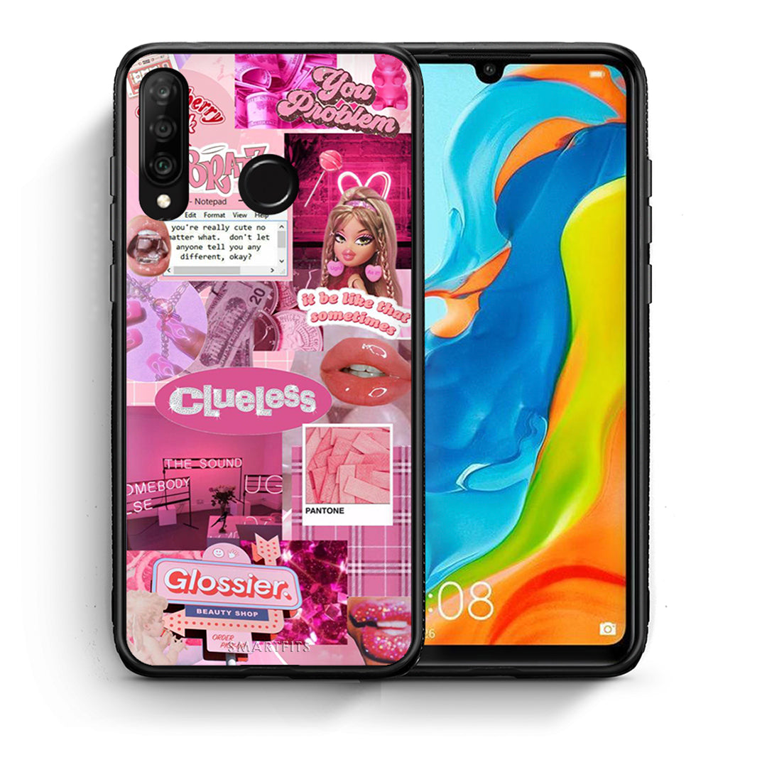 Θήκη Αγίου Βαλεντίνου Huawei P30 Lite Pink Love από τη Smartfits με σχέδιο στο πίσω μέρος και μαύρο περίβλημα | Huawei P30 Lite Pink Love case with colorful back and black bezels