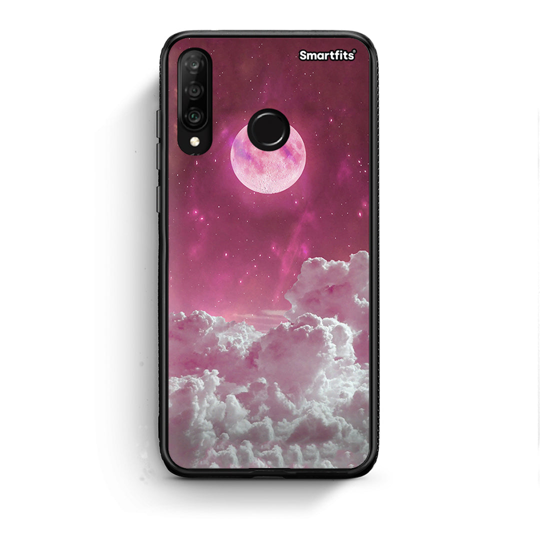 Huawei P30 Lite Pink Moon Θήκη από τη Smartfits με σχέδιο στο πίσω μέρος και μαύρο περίβλημα | Smartphone case with colorful back and black bezels by Smartfits