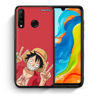 Thumbnail for Θήκη Huawei P30 Lite Pirate Luffy από τη Smartfits με σχέδιο στο πίσω μέρος και μαύρο περίβλημα | Huawei P30 Lite Pirate Luffy case with colorful back and black bezels