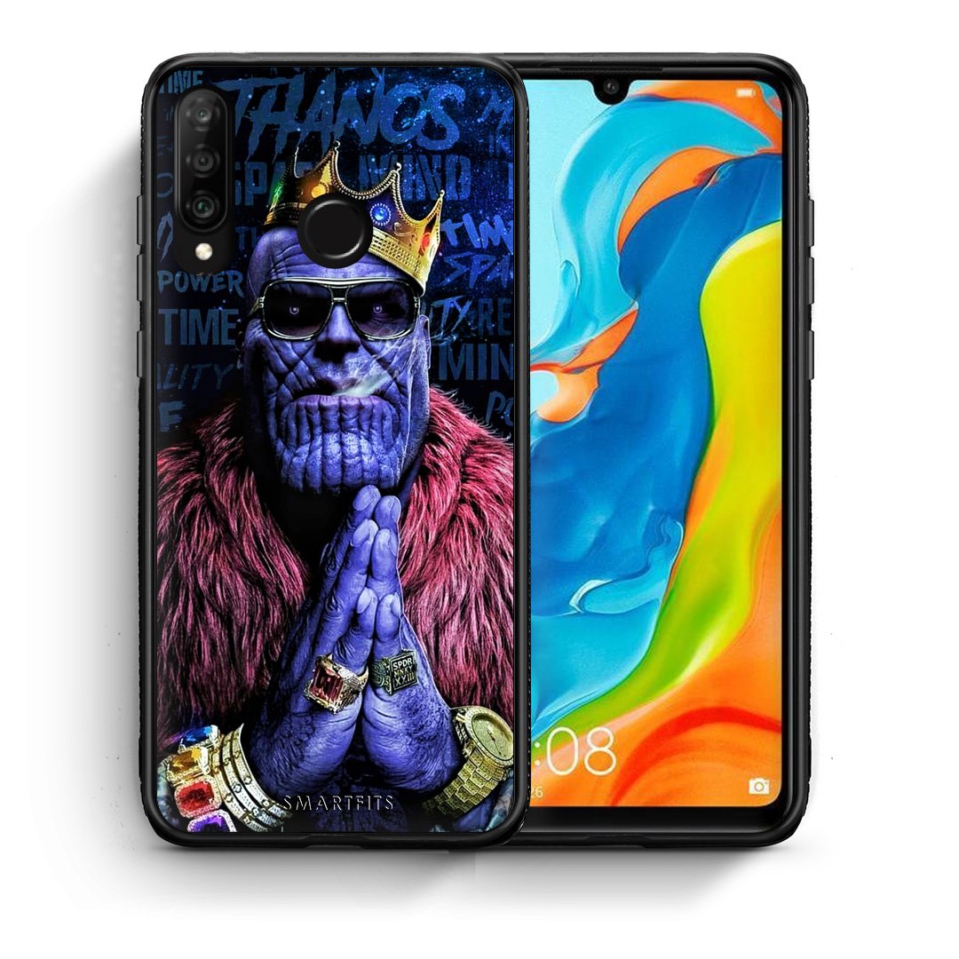 Θήκη Huawei P30 Lite Thanos PopArt από τη Smartfits με σχέδιο στο πίσω μέρος και μαύρο περίβλημα | Huawei P30 Lite Thanos PopArt case with colorful back and black bezels