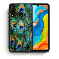 Thumbnail for Θήκη Huawei P30 Lite Real Peacock Feathers από τη Smartfits με σχέδιο στο πίσω μέρος και μαύρο περίβλημα | Huawei P30 Lite Real Peacock Feathers case with colorful back and black bezels