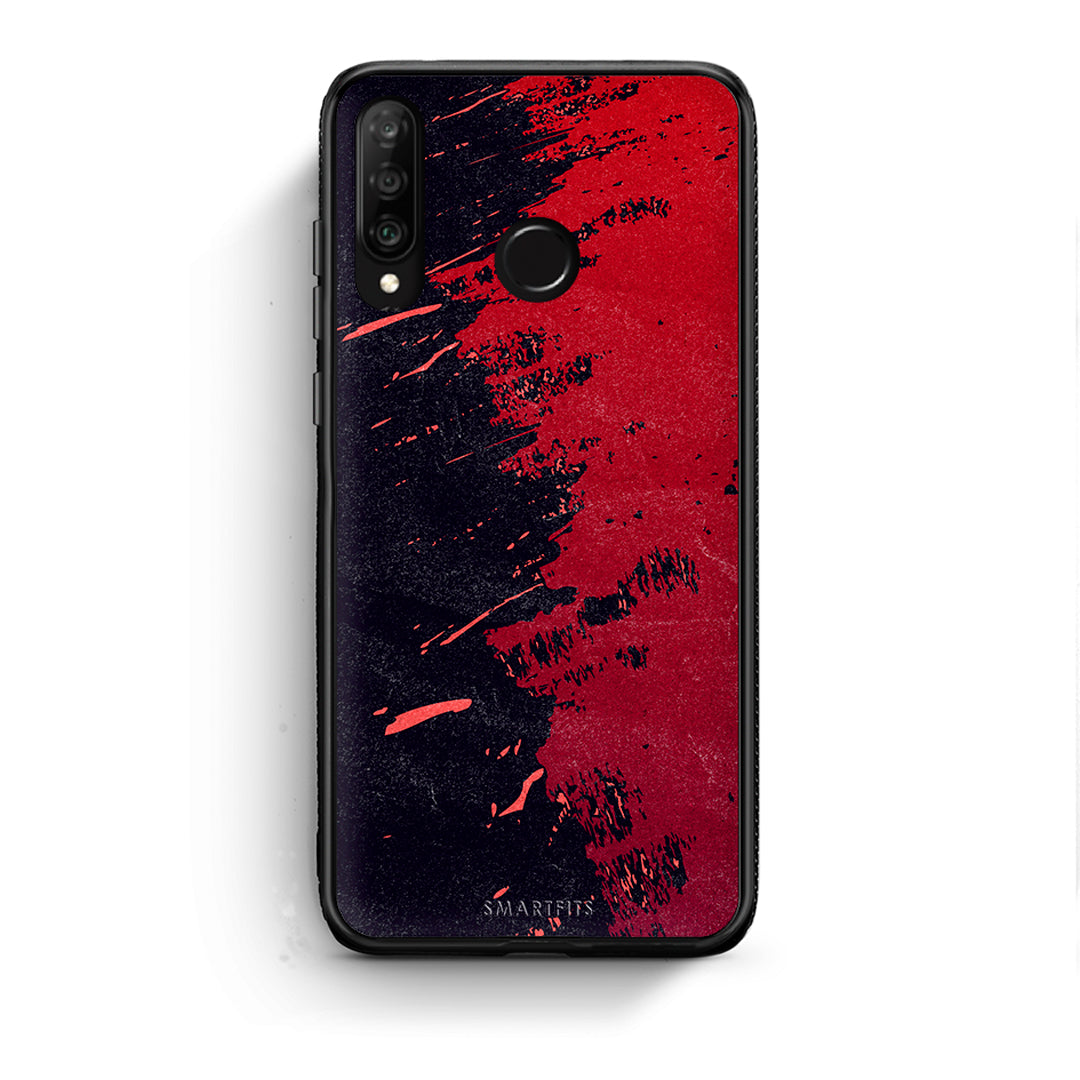 Huawei P30 Lite Red Paint Θήκη Αγίου Βαλεντίνου από τη Smartfits με σχέδιο στο πίσω μέρος και μαύρο περίβλημα | Smartphone case with colorful back and black bezels by Smartfits