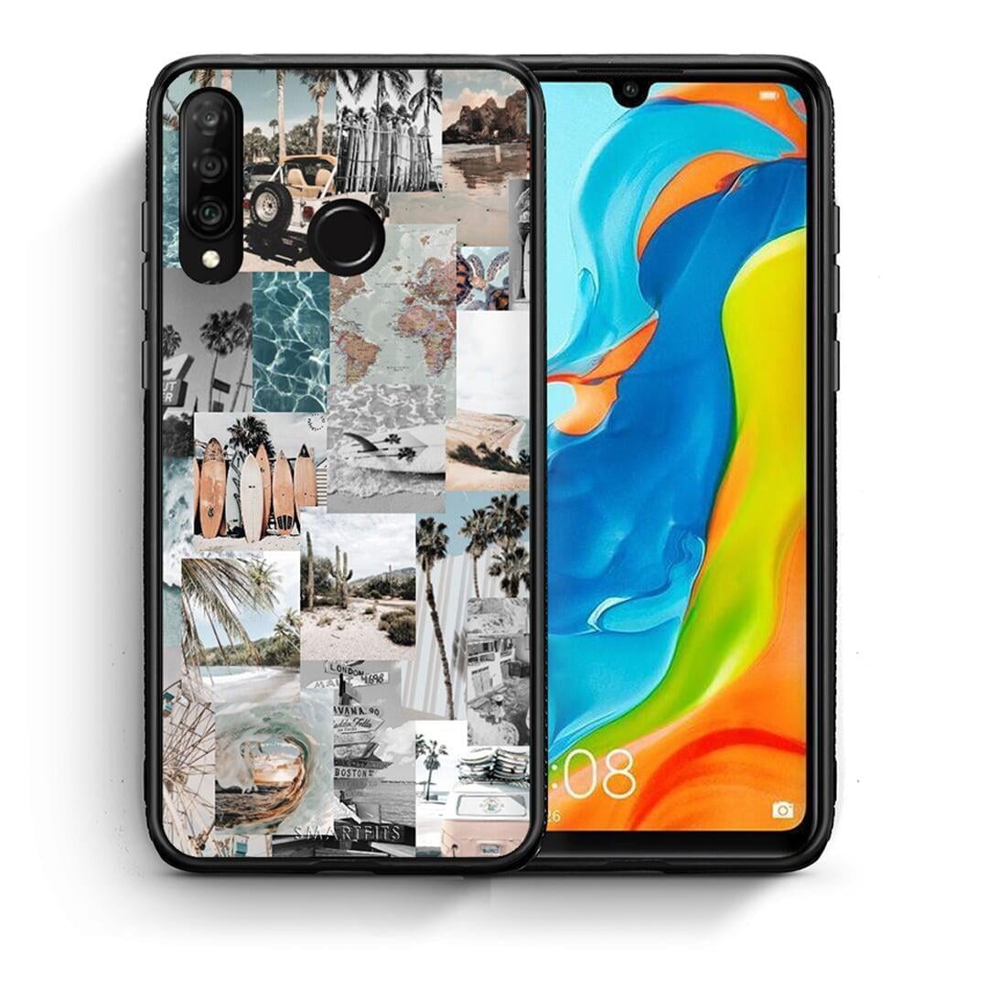 Θήκη Huawei P30 Lite Retro Beach Life από τη Smartfits με σχέδιο στο πίσω μέρος και μαύρο περίβλημα | Huawei P30 Lite Retro Beach Life case with colorful back and black bezels