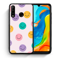 Thumbnail for Θήκη Huawei P30 Lite Smiley Faces από τη Smartfits με σχέδιο στο πίσω μέρος και μαύρο περίβλημα | Huawei P30 Lite Smiley Faces case with colorful back and black bezels