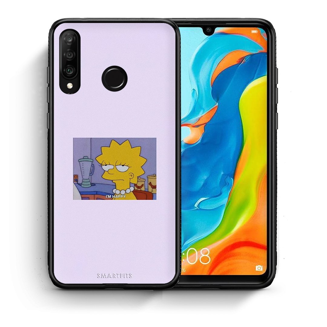 Θήκη Huawei P30 Lite So Happy από τη Smartfits με σχέδιο στο πίσω μέρος και μαύρο περίβλημα | Huawei P30 Lite So Happy case with colorful back and black bezels