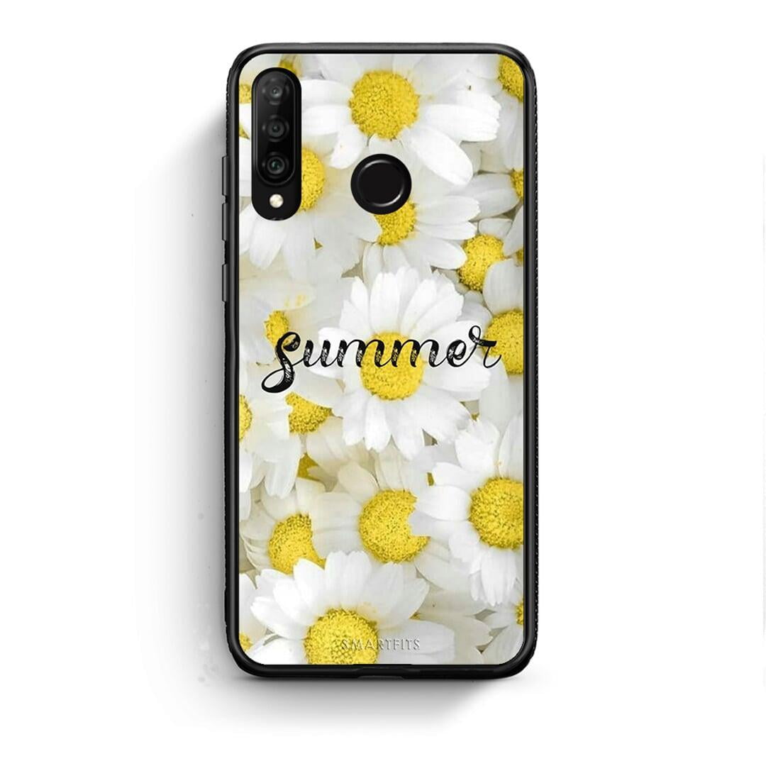 Huawei P30 Lite Summer Daisies Θήκη από τη Smartfits με σχέδιο στο πίσω μέρος και μαύρο περίβλημα | Smartphone case with colorful back and black bezels by Smartfits