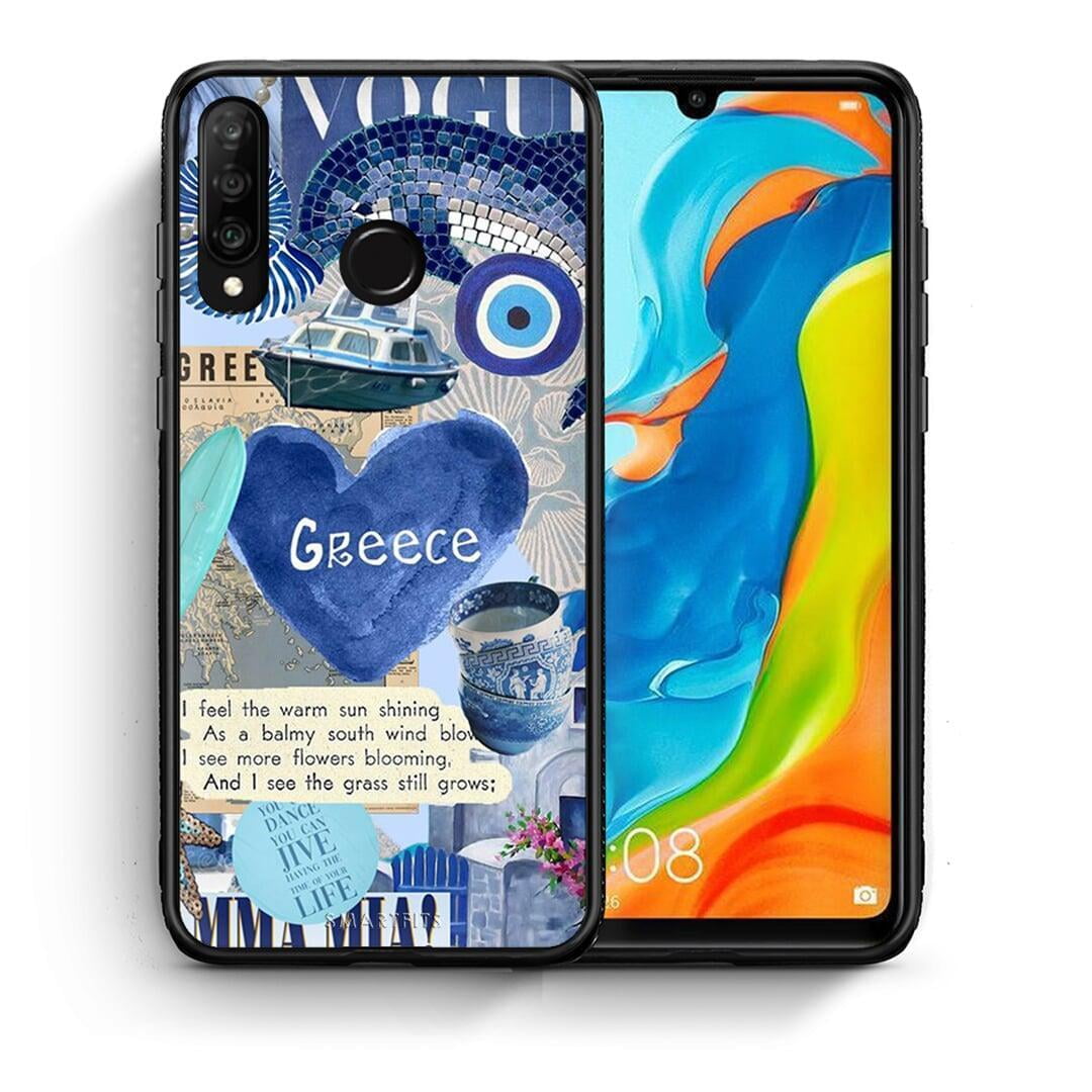 Θήκη Huawei P30 Lite Summer In Greece από τη Smartfits με σχέδιο στο πίσω μέρος και μαύρο περίβλημα | Huawei P30 Lite Summer In Greece case with colorful back and black bezels