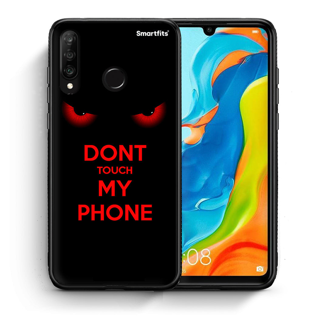 Θήκη Huawei P30 Lite Touch My Phone από τη Smartfits με σχέδιο στο πίσω μέρος και μαύρο περίβλημα | Huawei P30 Lite Touch My Phone case with colorful back and black bezels