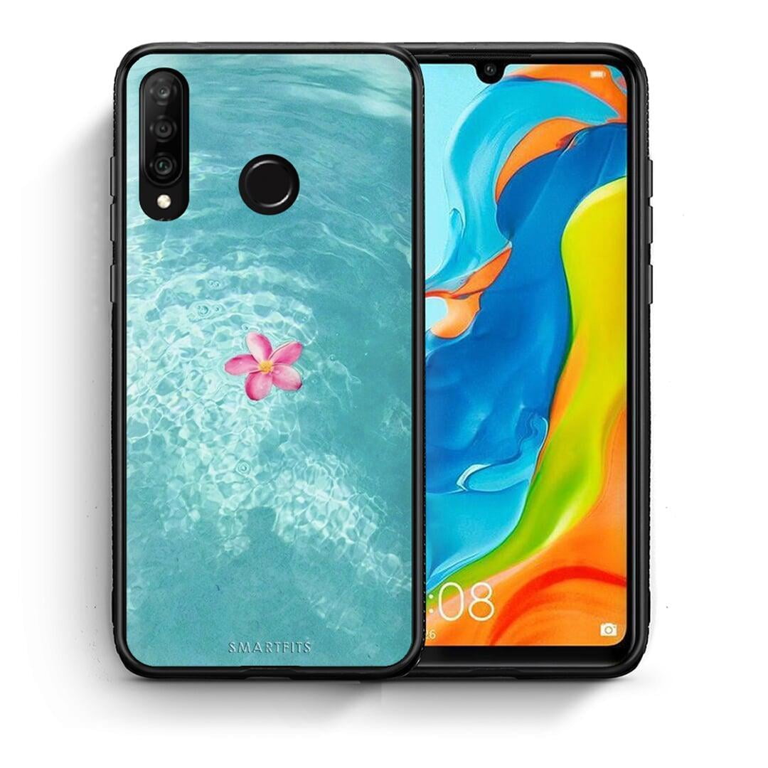 Θήκη Huawei P30 Lite Water Flower από τη Smartfits με σχέδιο στο πίσω μέρος και μαύρο περίβλημα | Huawei P30 Lite Water Flower case with colorful back and black bezels