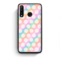 Thumbnail for Huawei P30 Lite White Daisies θήκη από τη Smartfits με σχέδιο στο πίσω μέρος και μαύρο περίβλημα | Smartphone case with colorful back and black bezels by Smartfits