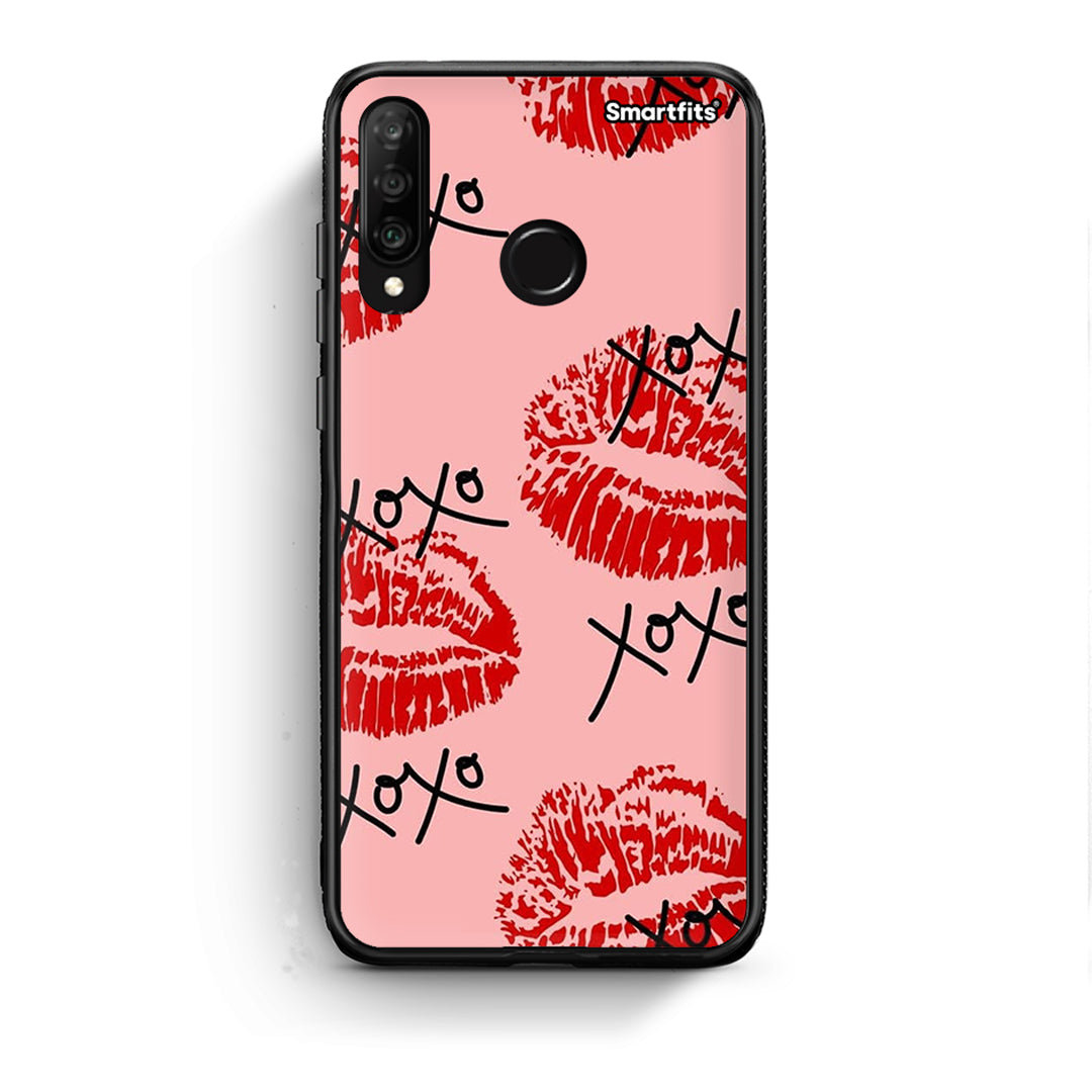 Huawei P30 Lite XOXO Lips θήκη από τη Smartfits με σχέδιο στο πίσω μέρος και μαύρο περίβλημα | Smartphone case with colorful back and black bezels by Smartfits