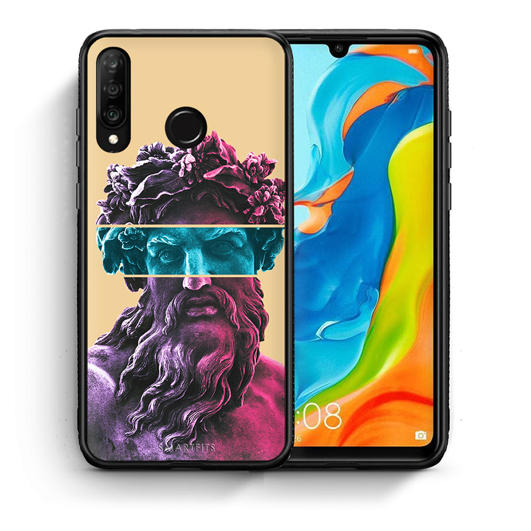 Θήκη Αγίου Βαλεντίνου Huawei P30 Lite Zeus Art από τη Smartfits με σχέδιο στο πίσω μέρος και μαύρο περίβλημα | Huawei P30 Lite Zeus Art case with colorful back and black bezels