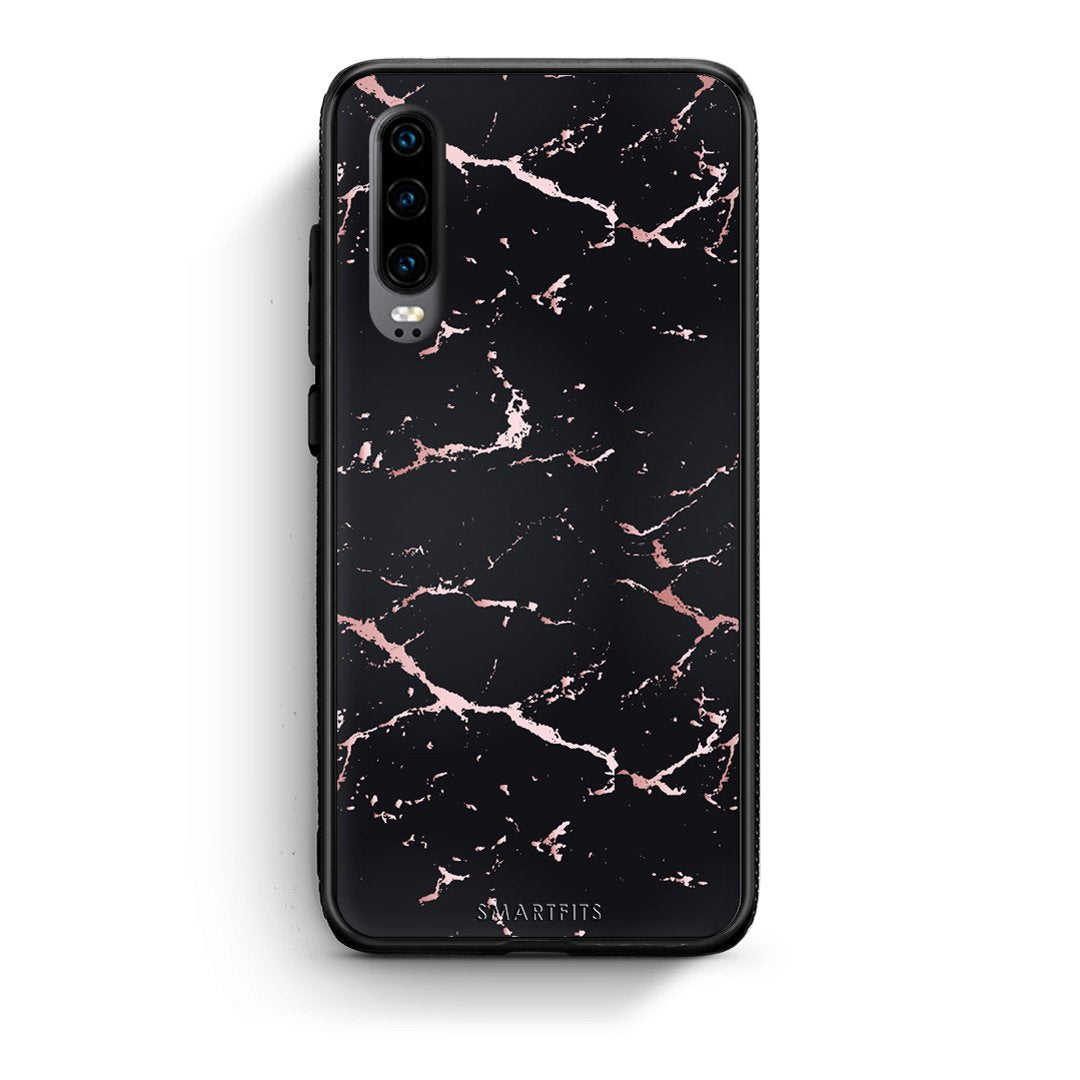 4 - Huawei P30  Black Rosegold Marble case, cover, bumper