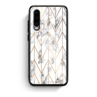 Thumbnail for 44 - Huawei P30  Gold Geometric Marble case, cover, bumper