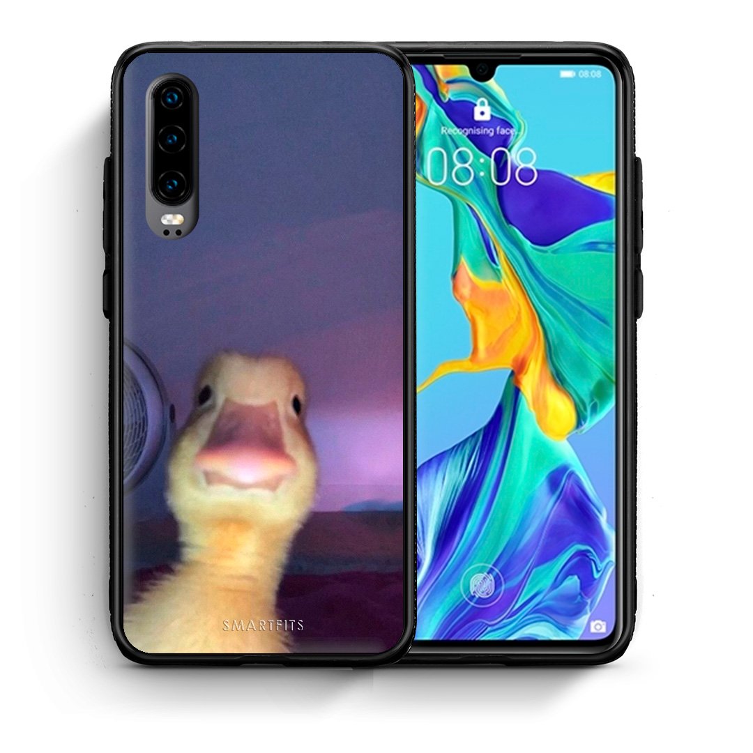 Θήκη Huawei P30 Meme Duck από τη Smartfits με σχέδιο στο πίσω μέρος και μαύρο περίβλημα | Huawei P30 Meme Duck case with colorful back and black bezels