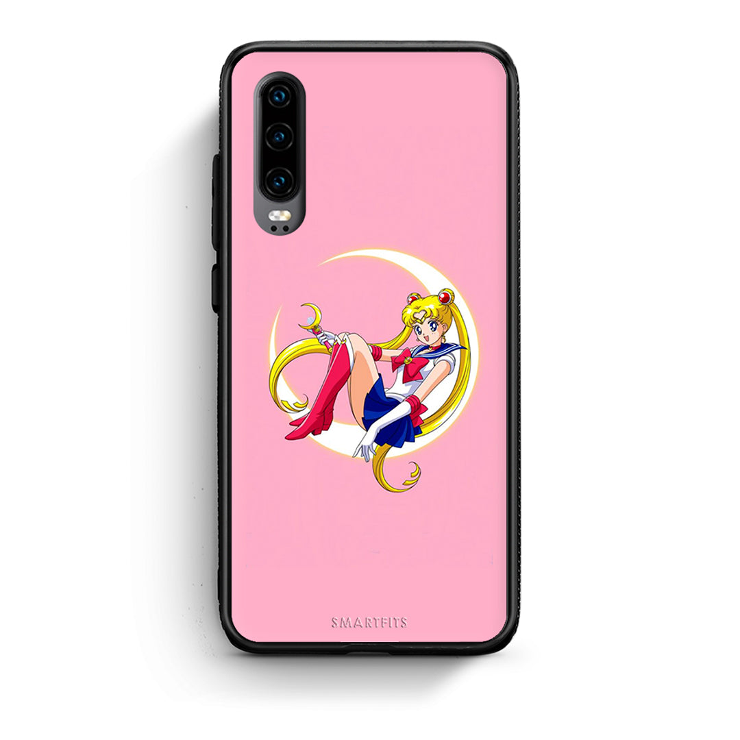 Huawei P30 Moon Girl θήκη από τη Smartfits με σχέδιο στο πίσω μέρος και μαύρο περίβλημα | Smartphone case with colorful back and black bezels by Smartfits