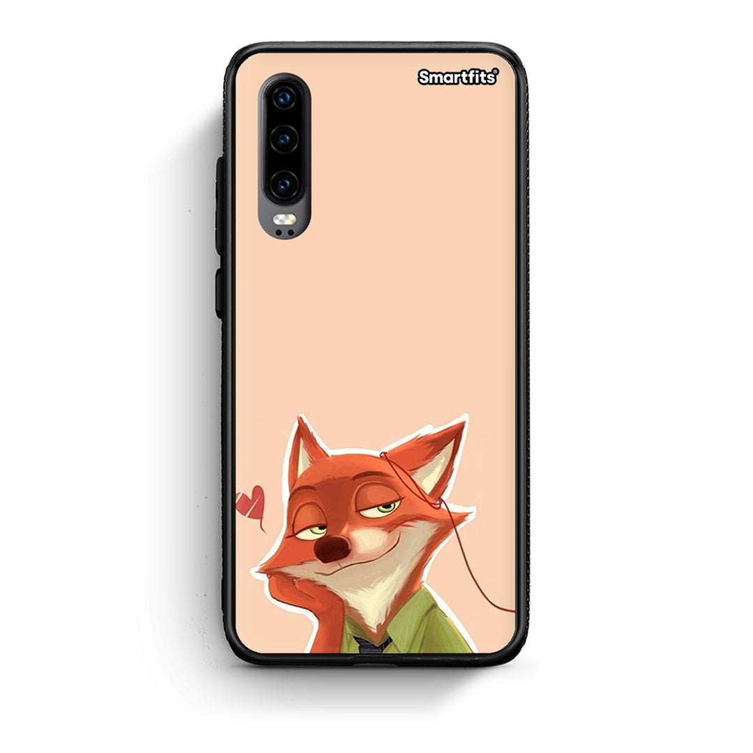 Huawei P30 Nick Wilde And Judy Hopps Love 1 θήκη από τη Smartfits με σχέδιο στο πίσω μέρος και μαύρο περίβλημα | Smartphone case with colorful back and black bezels by Smartfits