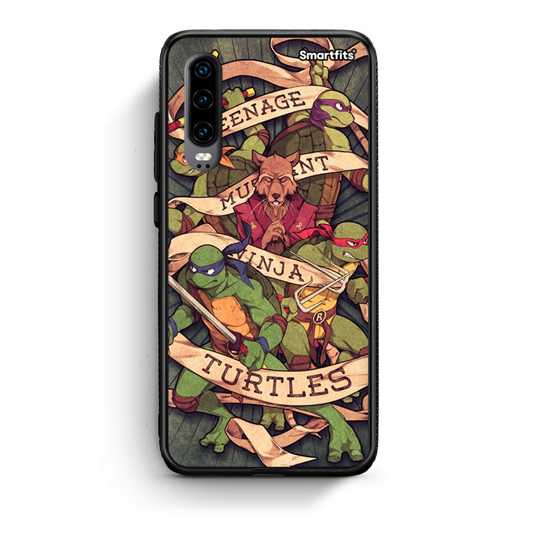 Huawei P30 Ninja Turtles θήκη από τη Smartfits με σχέδιο στο πίσω μέρος και μαύρο περίβλημα | Smartphone case with colorful back and black bezels by Smartfits