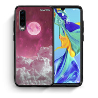 Thumbnail for Θήκη Huawei P30 Pink Moon από τη Smartfits με σχέδιο στο πίσω μέρος και μαύρο περίβλημα | Huawei P30 Pink Moon case with colorful back and black bezels