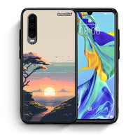 Thumbnail for Θήκη Huawei P30 Pixel Sunset από τη Smartfits με σχέδιο στο πίσω μέρος και μαύρο περίβλημα | Huawei P30 Pixel Sunset case with colorful back and black bezels