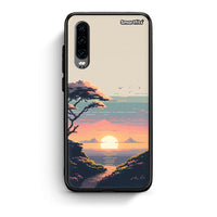 Thumbnail for Huawei P30 Pixel Sunset Θήκη από τη Smartfits με σχέδιο στο πίσω μέρος και μαύρο περίβλημα | Smartphone case with colorful back and black bezels by Smartfits