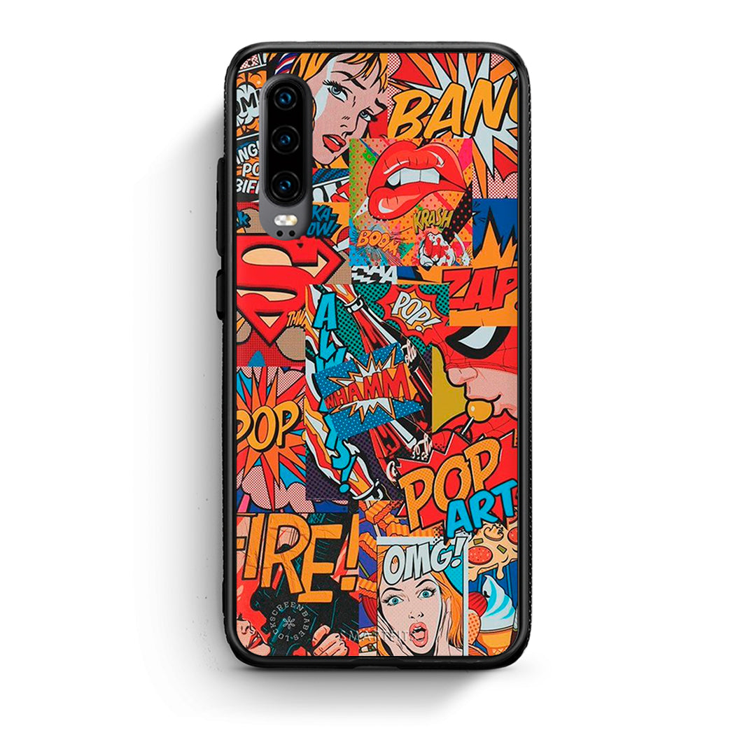 Huawei P30 PopArt OMG θήκη από τη Smartfits με σχέδιο στο πίσω μέρος και μαύρο περίβλημα | Smartphone case with colorful back and black bezels by Smartfits