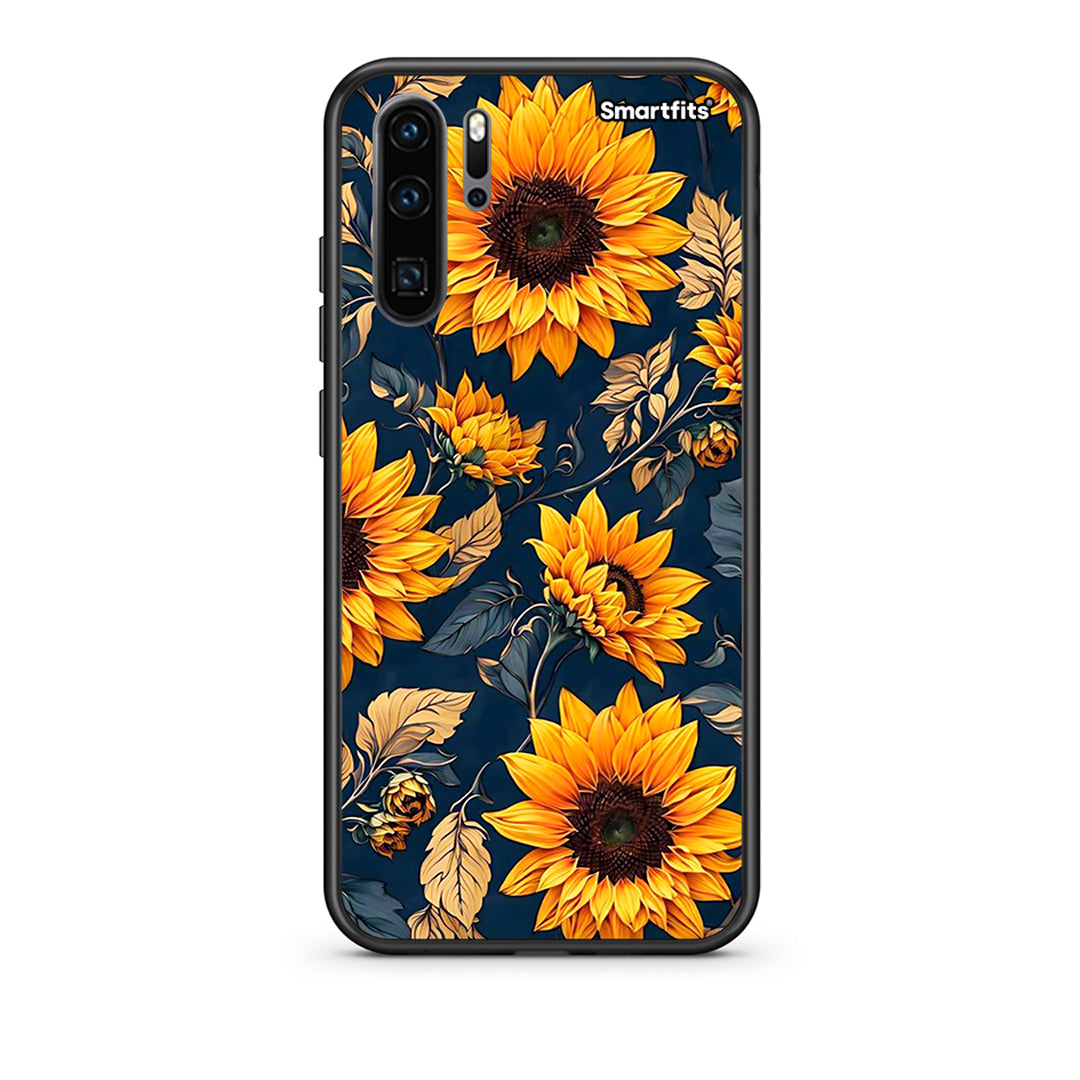 Huawei P30 Pro Autumn Sunflowers Θήκη από τη Smartfits με σχέδιο στο πίσω μέρος και μαύρο περίβλημα | Smartphone case with colorful back and black bezels by Smartfits