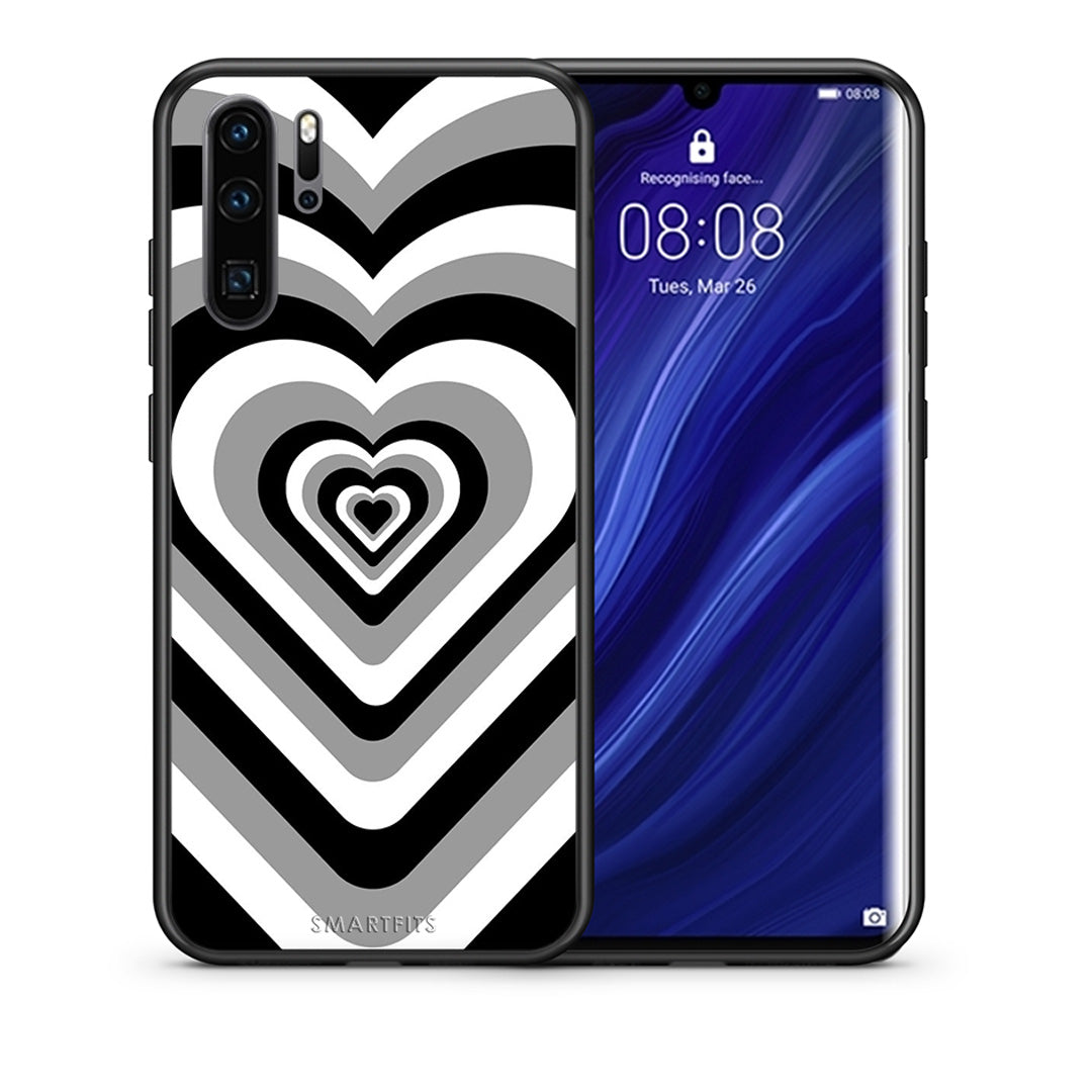 Θήκη Huawei P30 Pro Black Hearts από τη Smartfits με σχέδιο στο πίσω μέρος και μαύρο περίβλημα | Huawei P30 Pro Black Hearts case with colorful back and black bezels