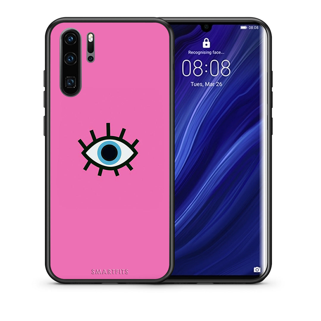 Θήκη Huawei P30 Pro Blue Eye Pink από τη Smartfits με σχέδιο στο πίσω μέρος και μαύρο περίβλημα | Huawei P30 Pro Blue Eye Pink case with colorful back and black bezels