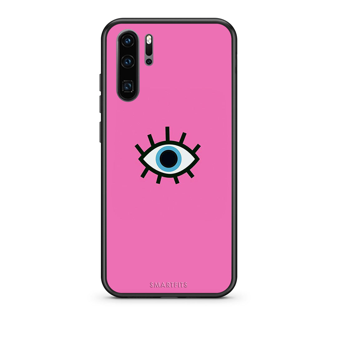 Huawei P30 Pro Blue Eye Pink θήκη από τη Smartfits με σχέδιο στο πίσω μέρος και μαύρο περίβλημα | Smartphone case with colorful back and black bezels by Smartfits