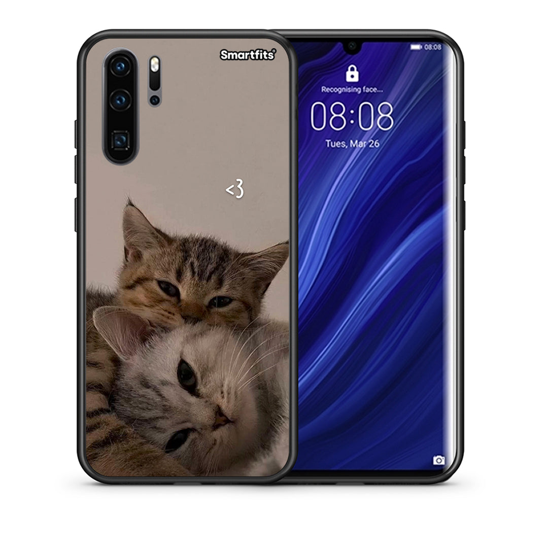 Θήκη Huawei P30 Pro Cats In Love από τη Smartfits με σχέδιο στο πίσω μέρος και μαύρο περίβλημα | Huawei P30 Pro Cats In Love case with colorful back and black bezels