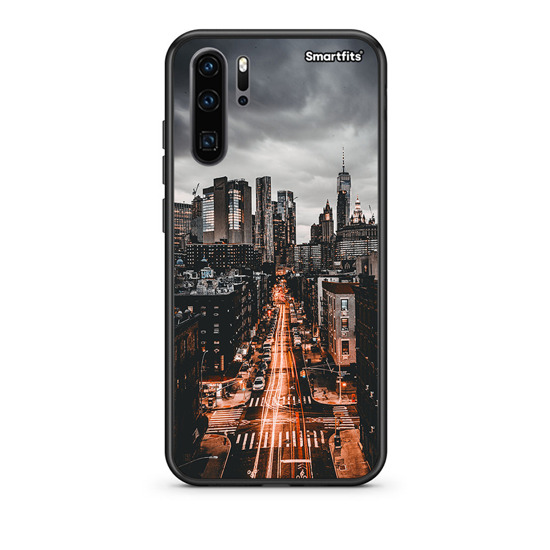 Huawei P30 Pro City Lights θήκη από τη Smartfits με σχέδιο στο πίσω μέρος και μαύρο περίβλημα | Smartphone case with colorful back and black bezels by Smartfits