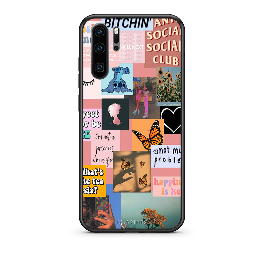 Huawei P30 Pro Collage Bitchin Θήκη Αγίου Βαλεντίνου από τη Smartfits με σχέδιο στο πίσω μέρος και μαύρο περίβλημα | Smartphone case with colorful back and black bezels by Smartfits