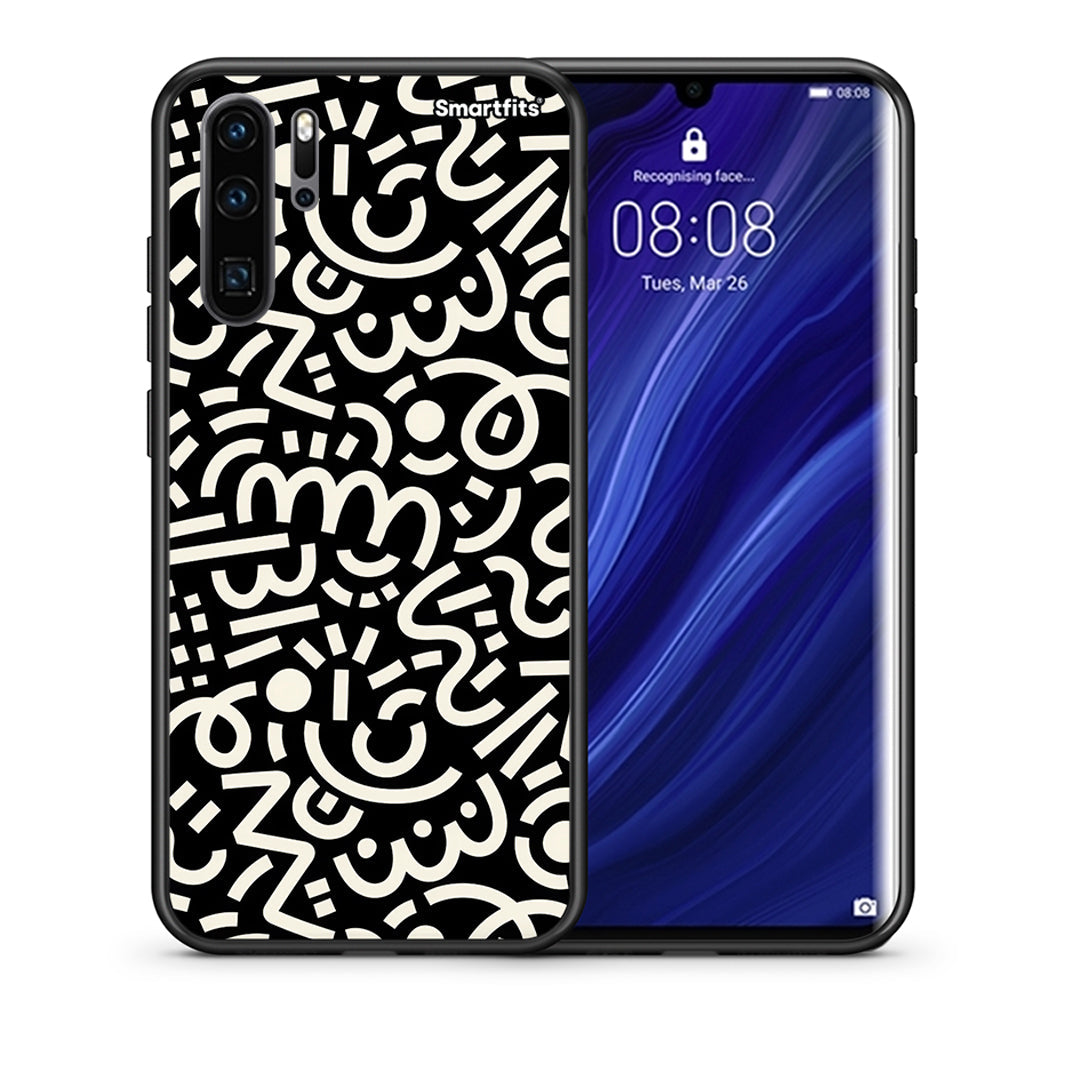 Θήκη Huawei P30 Pro Doodle Art από τη Smartfits με σχέδιο στο πίσω μέρος και μαύρο περίβλημα | Huawei P30 Pro Doodle Art case with colorful back and black bezels